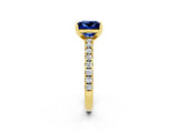Yellow gold Princess Cut Solitaire Diamond with Pavé Band and Four-Prong Setting_2