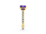Yellow gold Princess Cut Solitaire Diamond with Pavé Band and Four-Prong Setting_2