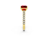 Yellow gold Princess Cut Solitaire Diamond with Pavé Band and Four-Prong Setting_2