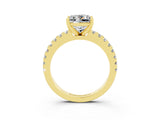 Yellow gold Princess Cut Solitaire Diamond with Pavé Band and Four-Prong Setting_3