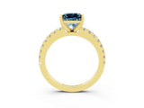 Yellow gold Princess Cut Solitaire Diamond with Pavé Band and Four-Prong Setting_3