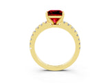 Yellow gold Princess Cut Solitaire Diamond with Pavé Band and Four-Prong Setting_3