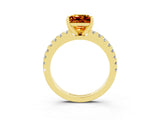 Yellow gold Princess Cut Solitaire Diamond with Pavé Band and Four-Prong Setting_3