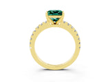 Yellow gold Princess Cut Solitaire Diamond with Pavé Band and Four-Prong Setting_3