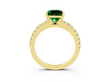 Yellow gold Princess Cut Solitaire Diamond with Pavé Band and Four-Prong Setting_3