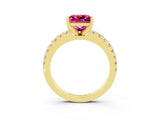Yellow gold Princess Cut Solitaire Diamond with Pavé Band and Four-Prong Setting_3