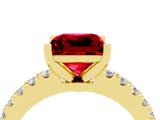 Yellow gold Princess Cut Solitaire Diamond with Pavé Band and Four-Prong Setting_4