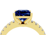 Yellow gold Princess Cut Solitaire Diamond with Pavé Band and Four-Prong Setting_4