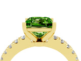 Yellow gold Princess Cut Solitaire Diamond with Pavé Band and Four-Prong Setting_4