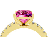 Yellow gold Princess Cut Solitaire Diamond with Pavé Band and Four-Prong Setting_4
