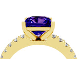 Yellow gold Princess Cut Solitaire Diamond with Pavé Band and Four-Prong Setting_4