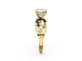 Yellow gold Princess Cut Solitaire Diamond with Side Stones on Criss-Cross Band and Four-Prong Setting_28