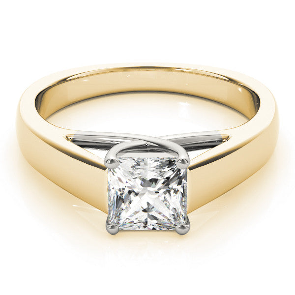 Yellow gold Princess Cut Solitaire Engagement Ring with Cathedral Setting and Four-Prong Setting 1