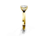 Yellow gold Princess Cut Solitaire Engagement Ring with Flat Band and Four-Prong Setting 2