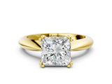 Yellow gold Princess Cut Solitaire Engagement Ring with Tapered Band and Four-Prong Setting 1