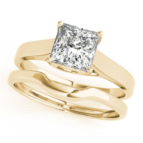 Yellow gold Princess Cut Solitaire Engagement Ring with Tapered Band and Four-Prong Setting 1