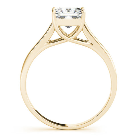 Yellow gold Princess Cut Solitaire Engagement Ring with Tapered Band and Four-Prong Setting 2