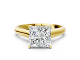 Yellow gold Princess Cut Solitaire Engagement Ring with Tapered Band and Four-Prong Setting_3