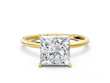 Yellow gold Princess Cut Solitaire Engagement Ring with Thin Band and Four-Prong Setting_6