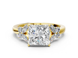 Yellow gold Princess Cut Solitaire Floral Diamond Ring with Four-Prong Setting_33