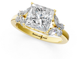 Yellow gold Princess Cut Solitaire Floral Diamond Ring with Four-Prong Setting_34
