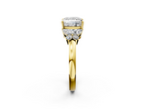 Yellow gold Princess Cut Solitaire Floral Diamond Ring with Four-Prong Setting_35