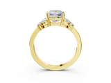 Yellow gold Princess Cut Solitaire Floral Diamond Ring with Four-Prong Setting_36