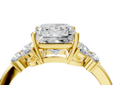 Yellow gold Princess Cut Solitaire Floral Diamond Ring with Four-Prong Setting_37