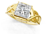Yellow gold Princess Cut Solitaire Intertwined Band Prong Setting Ring_11