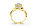 Yellow gold Princess Cut Solitaire Leaf-Inspired Engagement Ring with Prong Setting_19