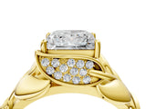 Yellow gold Princess Cut Solitaire Leaf-Inspired Engagement Ring with Prong Setting_20