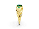 Yellow gold Princess Cut Solitaire Leaf-Inspired Engagement Ring with Prong Setting_2