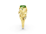 Yellow gold Princess Cut Solitaire Leaf-Inspired Engagement Ring with Prong Setting_2