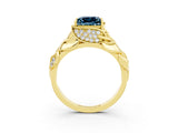 Yellow gold Princess Cut Solitaire Leaf-Inspired Engagement Ring with Prong Setting_3