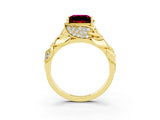 Yellow gold Princess Cut Solitaire Leaf-Inspired Engagement Ring with Prong Setting_3