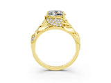 Yellow gold Princess Cut Solitaire Leaf-Inspired Engagement Ring with Prong Setting_3