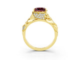 Yellow gold Princess Cut Solitaire Leaf-Inspired Engagement Ring with Prong Setting_3