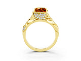 Yellow gold Princess Cut Solitaire Leaf-Inspired Engagement Ring with Prong Setting_3