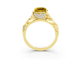 Yellow gold Princess Cut Solitaire Leaf-Inspired Engagement Ring with Prong Setting_3
