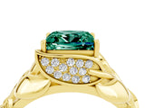 Yellow gold Princess Cut Solitaire Leaf-Inspired Engagement Ring with Prong Setting_4