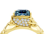 Yellow gold Princess Cut Solitaire Leaf-Inspired Engagement Ring with Prong Setting_4