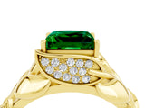 Yellow gold Princess Cut Solitaire Leaf-Inspired Engagement Ring with Prong Setting_4