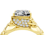 Yellow gold Princess Cut Solitaire Leaf-Inspired Engagement Ring with Prong Setting_4