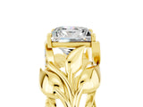 Yellow gold Princess Cut Solitaire Leaf-Inspired Engagement Ring with Prong Setting_5