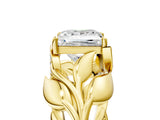 Yellow gold Princess Cut Solitaire Leaf-Inspired Engagement Ring with Prong Setting_8