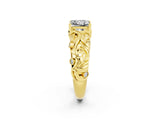 Yellow gold Princess Cut Solitaire Moissanite Leaf-Inspired Vine Band Ring with Prong Setting_2