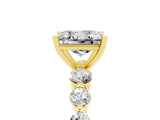 Yellow gold Princess Cut Solitaire Moissanite Ring with Pave Band and Four-Prong Setting_5
