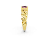 Yellow gold Princess Cut Solitaire Morganite Leaf-Inspired Vine Band Ring with Prong Setting_2