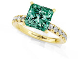 Yellow gold Princess Cut Solitaire Pave Diamond Engagement Ring with Four-Prong Setting_1