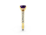 Yellow gold Princess Cut Solitaire Pave Diamond Engagement Ring with Four-Prong Setting_2